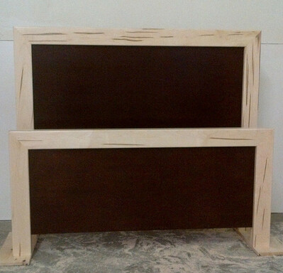 Solid Wood Walnut and Wormy Maple Double Bed with Clear Finish