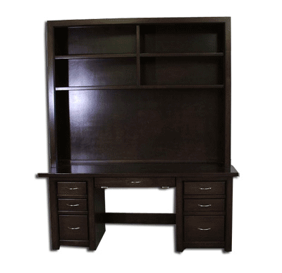 Solid Wood Maple double pedestle computer desk with hutch