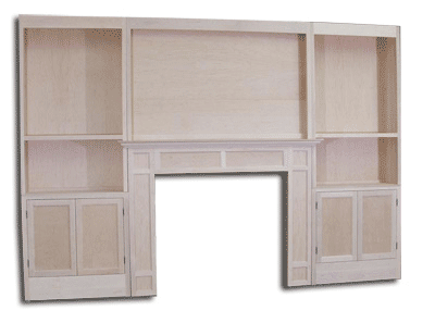 Solid Wood Maple Wall Unit With Fireplace Mantel