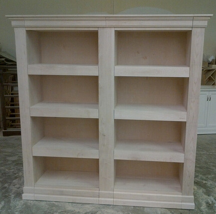 Custom Solid Wood Maple Bookcase With Hidden Drawers