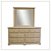 Solid Wood Ash 7 Drawer Long Dresser with mirror